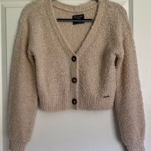 Abercrombie Tan/Pink Cropped Sweater. Size X-Small